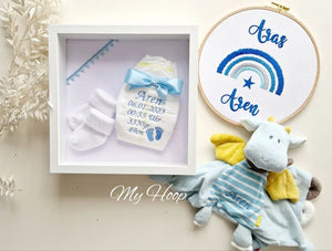 Geschenkset Newborn • Windelrahmen • Kuscheltuch • Stickbild