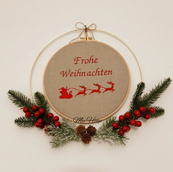 Stickbild -Frohe Weihnachten mit Mistelkranz- - My Hoop