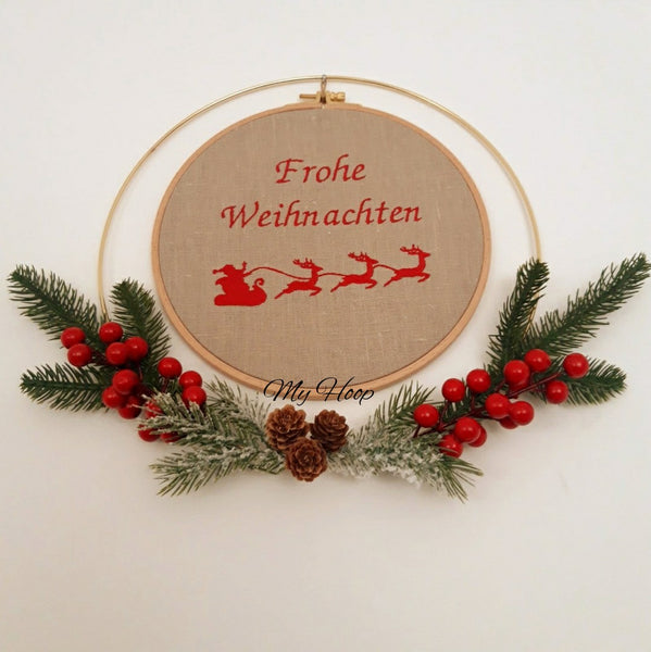 Stickbild -Frohe Weihnachten mit Mistelkranz- - My Hoop