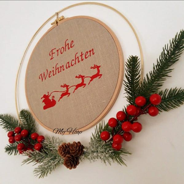 Stickbild -Frohe Weihnachten mit Mistelkranz- - My Hoop