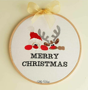 Stickbild -Merry Christmas Weihnachtsmann und Rudolph- - My Hoop
