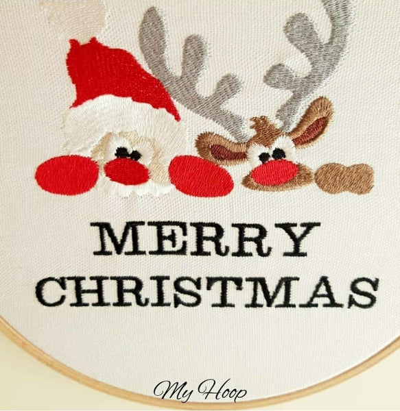 Stickbild -Merry Christmas Weihnachtsmann und Rudolph- - My Hoop