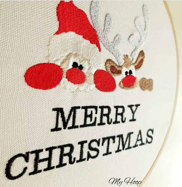 Stickbild -Merry Christmas Weihnachtsmann und Rudolph- - My Hoop