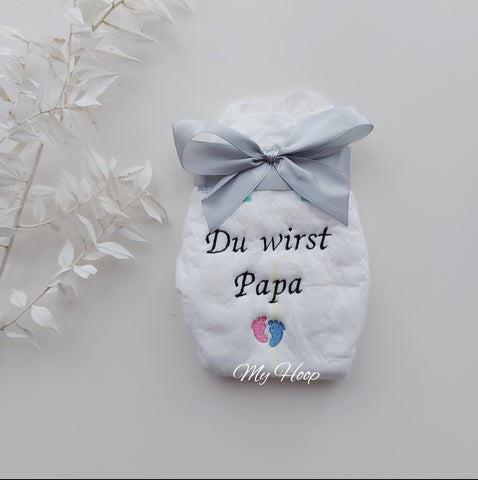 Babywindel Babyankündigung •grau / rosa-blau•